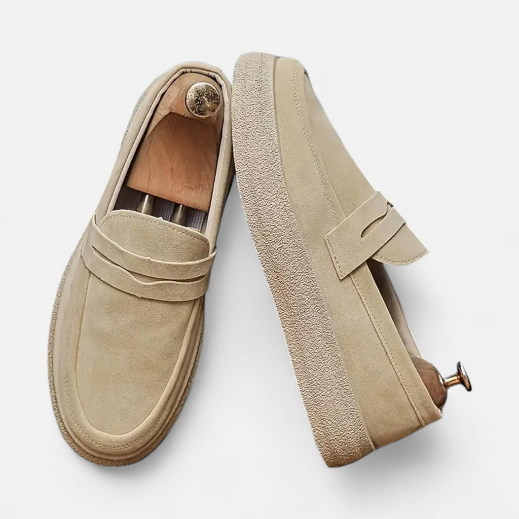 Men’s suede loafers by Orbiana from the top view