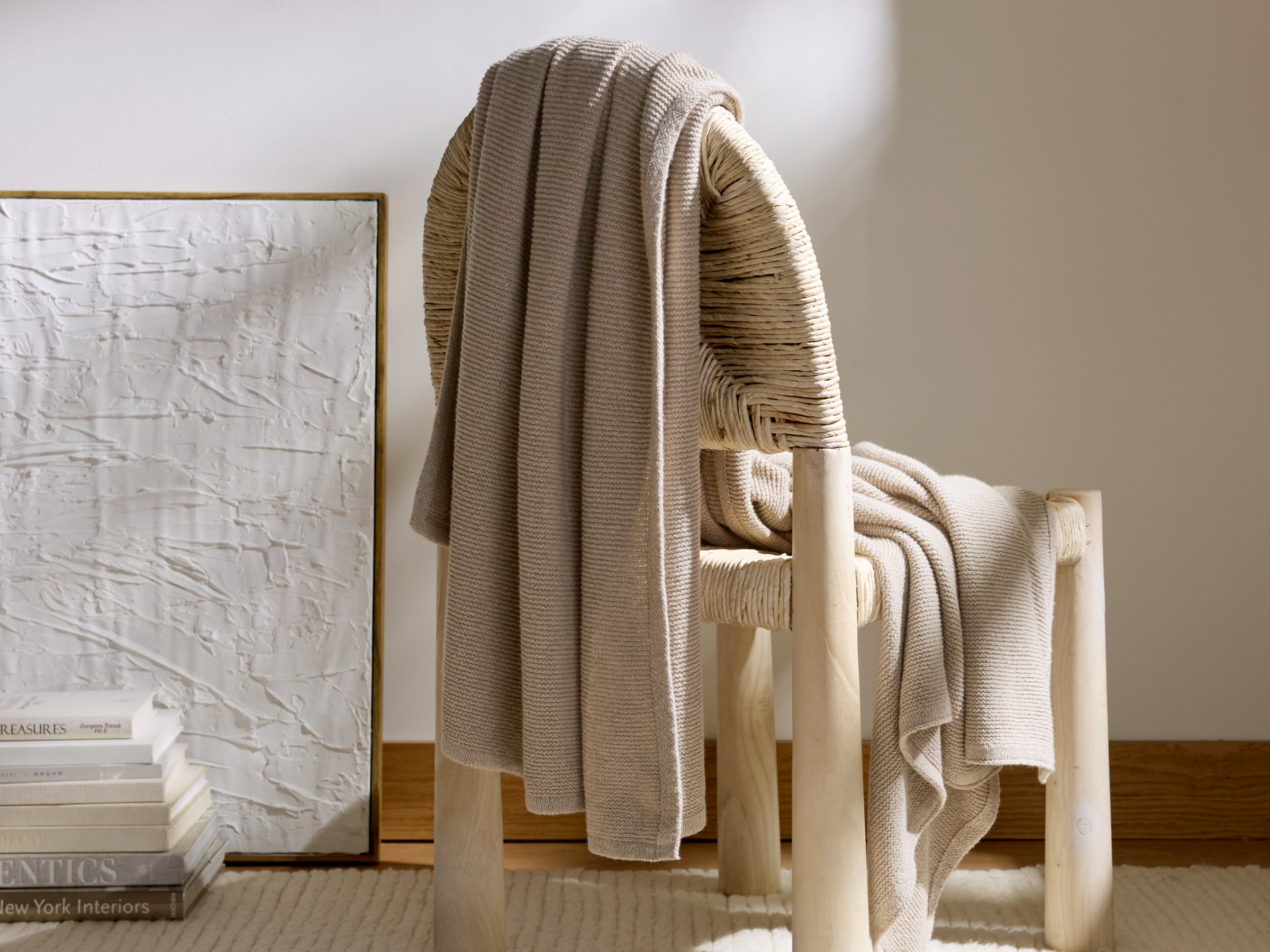 Pătură moale din bumbac – Culoare naturală, ușoară, confortabilă pentru utilizare în interior și exterior, 50 x 60 inci 2