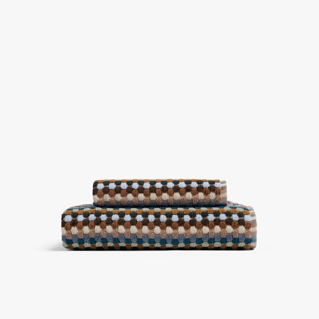 Prosoape din bumbac organic cu model mozaic – model jacquard multicolor pentru un decor elegant al băii – moi și rezistente, design retro 1