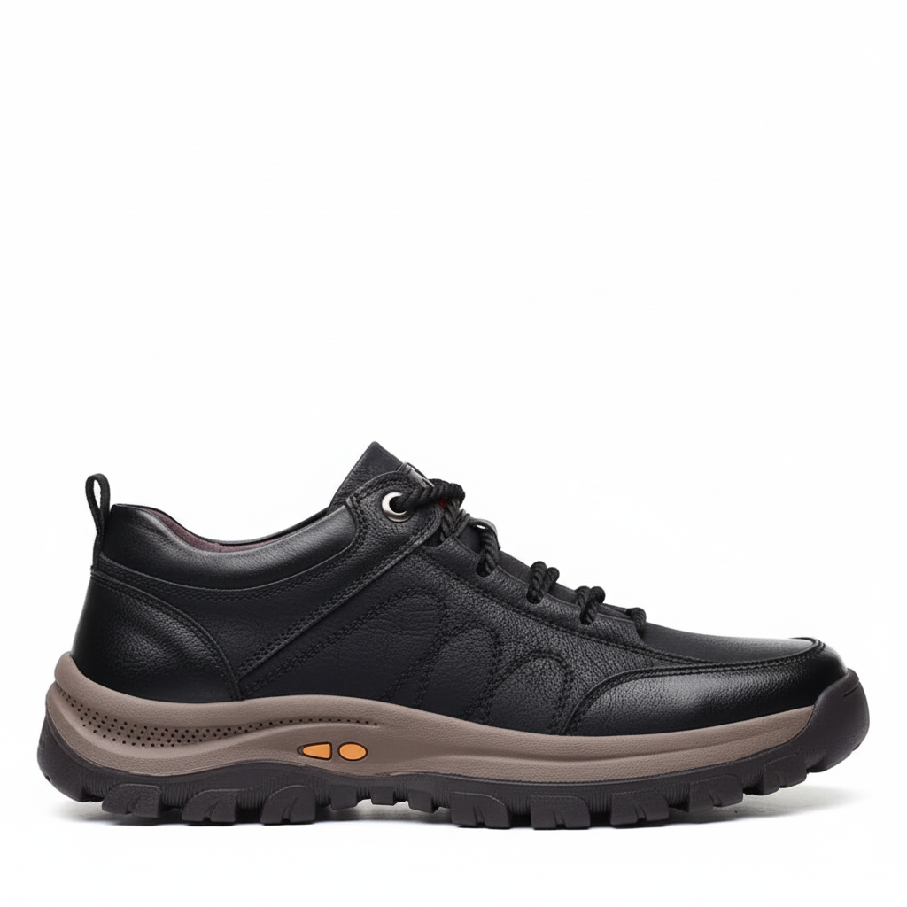 Men’s orthopedic leather shoes by Orbiana featuring breathable design, arch support, and non-slip sole for everyday comfort
